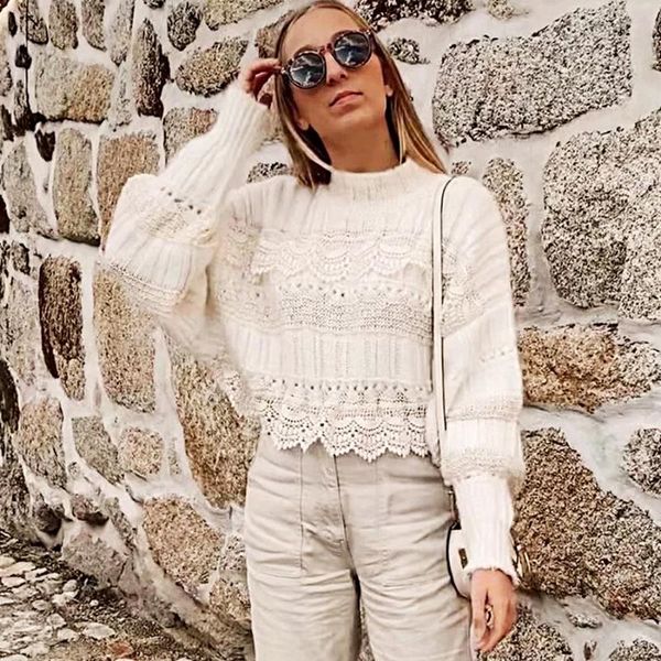 women's sweaters yamdi lace sweater oversize pullover autumn winter warm knit women long sleeve boho pull jumper, White;black
women's sweaters yamdi lace sweater oversize pullover autumn winter warm knit women long sleeve boho pull jumper, White;black