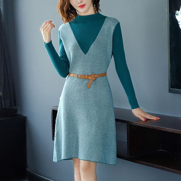 women autumn winter fashion middle long plus size 3xl knitwear sweater dress female patchwork turtleneck a line dresses pullover, Black;gray
women autumn winter fashion middle long plus size 3xl knitwear sweater dress female patchwork turtleneck a line dresses pullover, Black;gray