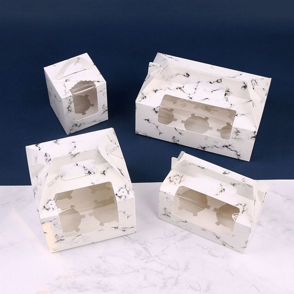 6pcs/lot 1/2/4/6 cupcake box marble paper with pvc window birthday party wedding cake boxes and packaging handle gift box bags
6pcs/lot 1/2/4/6 cupcake box marble paper with pvc window birthday party wedding cake boxes and packaging handle gift box bags
