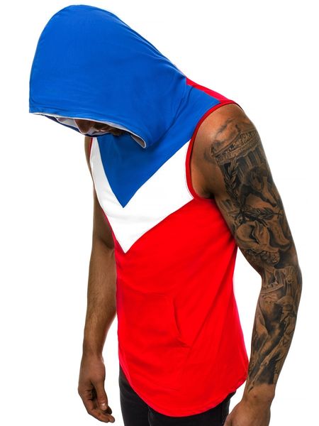2019 summer men sports stitching color matching hooded fitness cotton short-sleeved jogging gym crossfit vest men, Black;blue
2019 summer men sports stitching color matching hooded fitness cotton short-sleeved jogging gym crossfit vest men, Black;blue