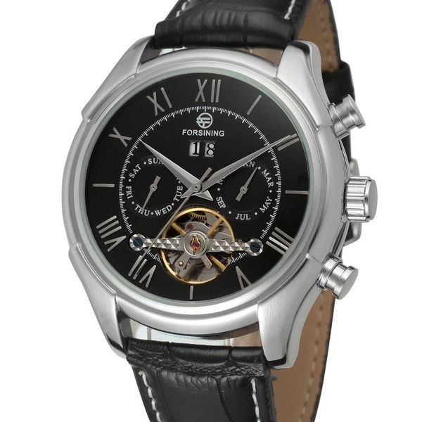 forsining men mechanical wrist watch leather strap tourbillion sub-dial calendar dial silver bezel auto watch, Slivery;brown
forsining men mechanical wrist watch leather strap tourbillion sub-dial calendar dial silver bezel auto watch, Slivery;brown