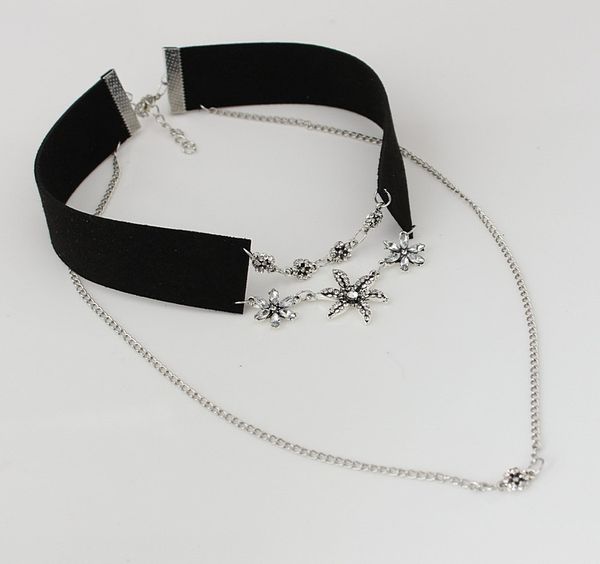 2017 europe and the united states selling black velvet necklace multi - layer flowers chain sweater necklace jewelry, Silver
2017 europe and the united states selling black velvet necklace multi - layer flowers chain sweater necklace jewelry, Silver