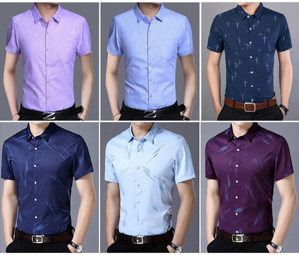2019 new men's spring summer short sleeve shirt print for young and middle-aged mens smart casual shirt blue purple howdfeo, White;black
2019 new men's spring summer short sleeve shirt print for young and middle-aged mens smart casual shirt blue purple howdfeo, White;black