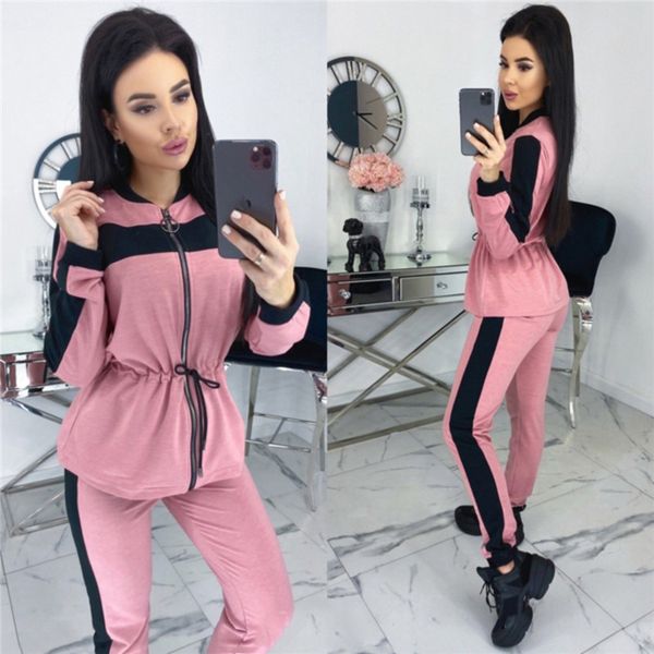 2020 spring women belted tracksuits fashionable contrast color long sleeve women two piece pants casual women clothing, White
2020 spring women belted tracksuits fashionable contrast color long sleeve women two piece pants casual women clothing, White