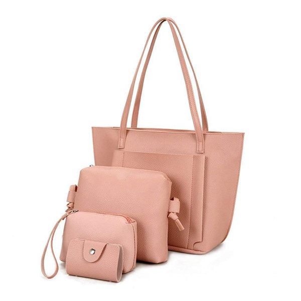 women fashion pu leather handbag shoulder bag purse card holder 4pcs set tote bags (pink
women fashion pu leather handbag shoulder bag purse card holder 4pcs set tote bags (pink