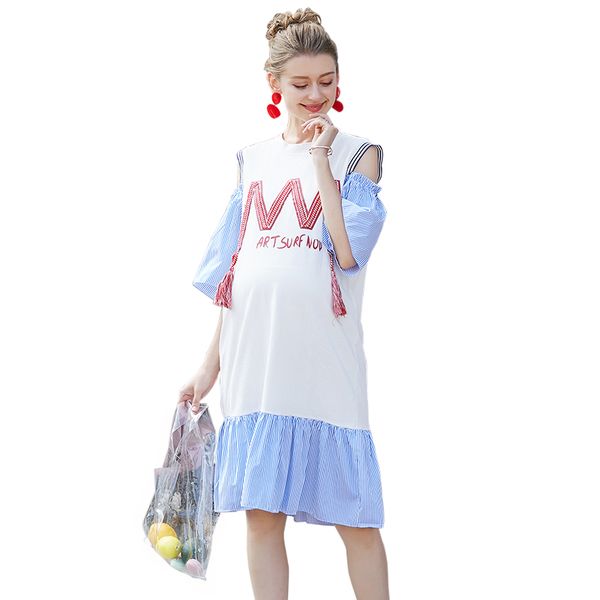 2019 summer maternity off shoulder pathcwork tassel dress pregnant women three quarter o neck loose dress pregnancy clothes, White
2019 summer maternity off shoulder pathcwork tassel dress pregnant women three quarter o neck loose dress pregnancy clothes, White