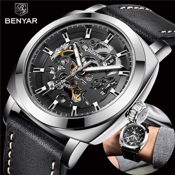 benyar men's watches brand business fashion mechanical waterproof skeleton wrist watch leather clock's man relogio masculino, Slivery;brown
benyar men's watches brand business fashion mechanical waterproof skeleton wrist watch leather clock's man relogio masculino, Slivery;brown