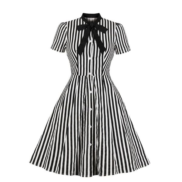rosetic stripe vintage midi goth dress women bow collar elegant office casual robe gothic 50s retro rockabilly dresses summer, Black;gray
rosetic stripe vintage midi goth dress women bow collar elegant office casual robe gothic 50s retro rockabilly dresses summer, Black;gray