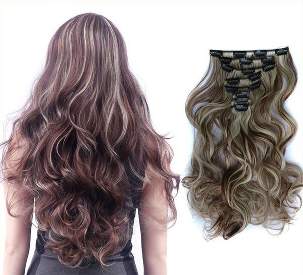 big wave long curly hair clip in hair extensions patch 8 piece suit 60 cm long, Black;brown
big wave long curly hair clip in hair extensions patch 8 piece suit 60 cm long, Black;brown