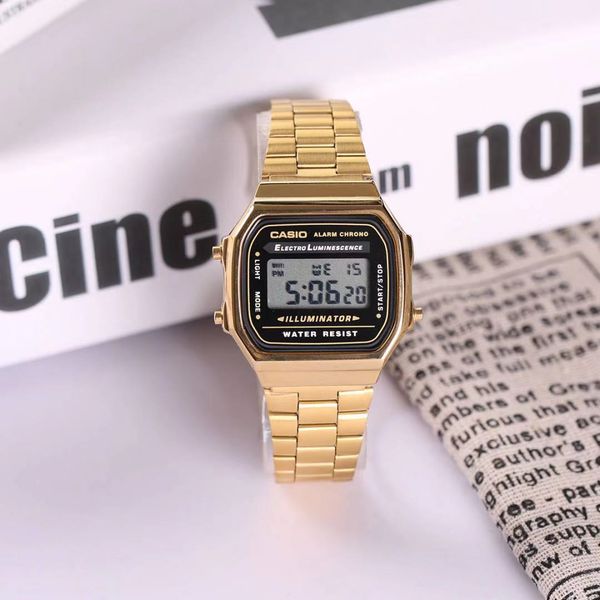 2019 Ultra-thin Gold Cold LED light watches unisex men women causal sport Multifunction Metal Electronic Digital Watches Dress Watches