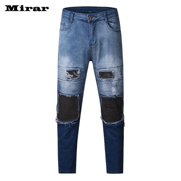 men's fashion causal pocket zipper slim fit shredded long jeans pants trousers, Blue
men's fashion causal pocket zipper slim fit shredded long jeans pants trousers, Blue
