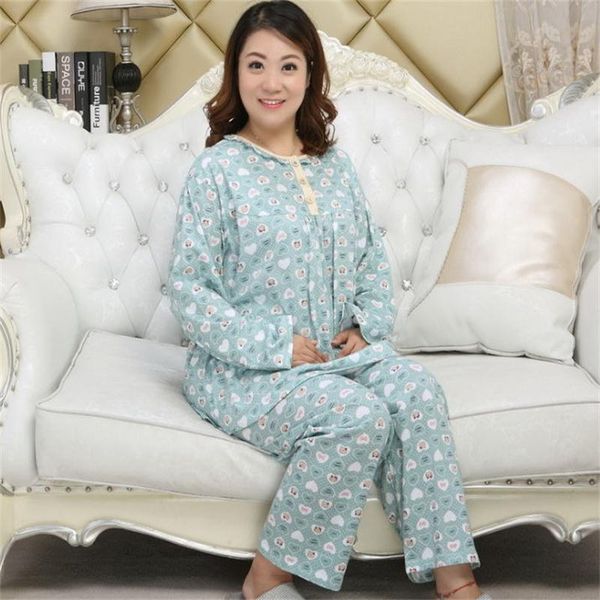 extra large size 2019 spring women's new home wear sets 100% cotton pajamas long sleeve pants v-neck sleepwear set, Blue;gray
extra large size 2019 spring women's new home wear sets 100% cotton pajamas long sleeve pants v-neck sleepwear set, Blue;gray