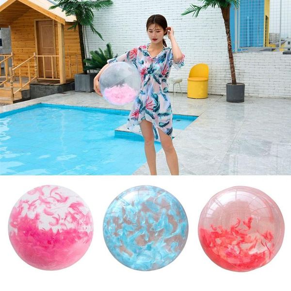 inflatable beach ball swimming pool water ball transparent pool play kids toy party game toys with built-in feathers
inflatable beach ball swimming pool water ball transparent pool play kids toy party game toys with built-in feathers