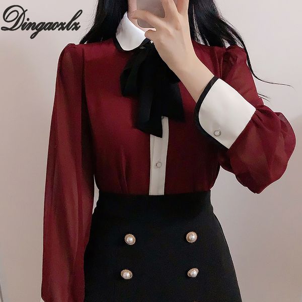 dingaozlz women clothing chiffon blouse korean 2019 new elegant female long sleeve stitching chiffon shirt casual, White
dingaozlz women clothing chiffon blouse korean 2019 new elegant female long sleeve stitching chiffon shirt casual, White