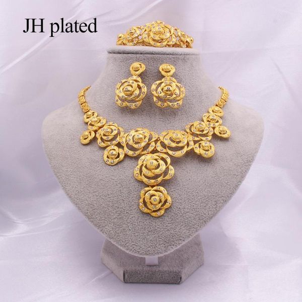 dubai 24k gold flower jewelry sets african bridal wedding gifts party for women bracelet necklace earrings ring set collares, Silver
dubai 24k gold flower jewelry sets african bridal wedding gifts party for women bracelet necklace earrings ring set collares, Silver