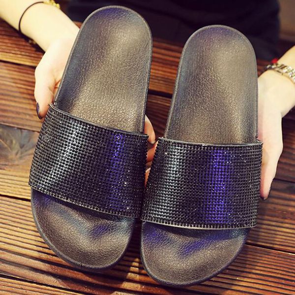 new summer women slippers rhinestone bling slides flat soft home flip flops female sparkling crystal shoes beach sandals sh14, Black
new summer women slippers rhinestone bling slides flat soft home flip flops female sparkling crystal shoes beach sandals sh14, Black