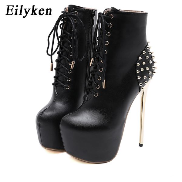 eilyken ultra high heel pumps fashion round toe rivet woman lace-up platform ankle boots metal stiletto heels spring autumn new, Black
eilyken ultra high heel pumps fashion round toe rivet woman lace-up platform ankle boots metal stiletto heels spring autumn new, Black
