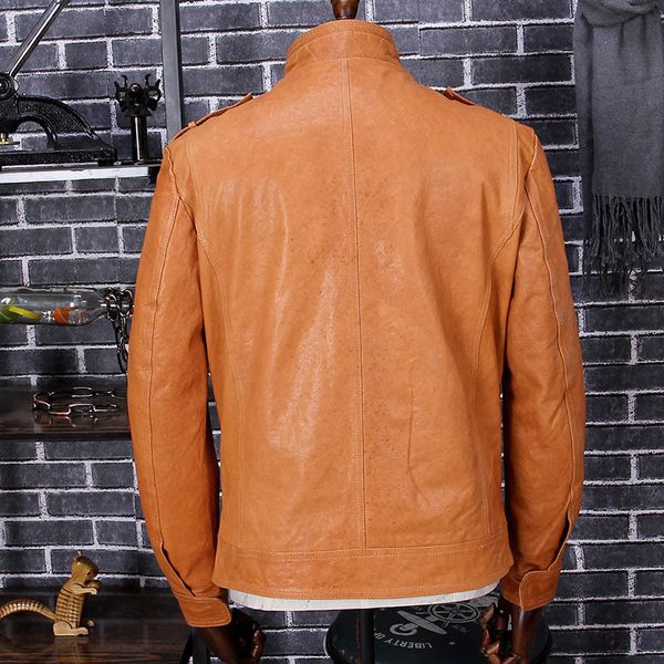 fashion men biker leather jackets stand collar slim fit genuine leather jacket hunting multi-pocket male coats zip veste en cuir, Black
fashion men biker leather jackets stand collar slim fit genuine leather jacket hunting multi-pocket male coats zip veste en cuir, Black