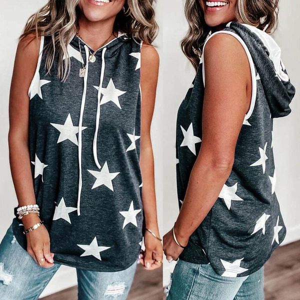 womail 2020 new summer women's tee fashion star printed vest cami female loose casual hooded sleeveless t-shirt blouse, White
womail 2020 new summer women's tee fashion star printed vest cami female loose casual hooded sleeveless t-shirt blouse, White