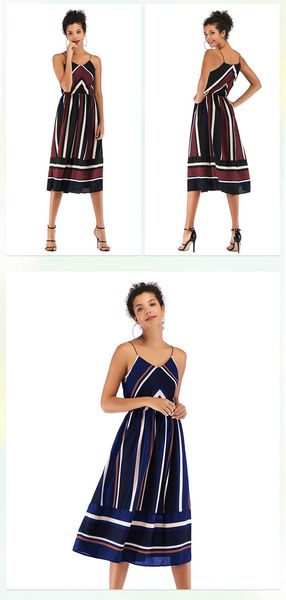 spring 2020 new chiffon dress explosion style v-neck stripe sling fashion midi skirt
spring 2020 new chiffon dress explosion style v-neck stripe sling fashion midi skirt