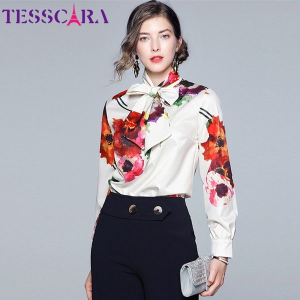 tesscara women spring elegant floral print blouse shirt female fashion bow designer office party chemise womens blouses, White
tesscara women spring elegant floral print blouse shirt female fashion bow designer office party chemise womens blouses, White