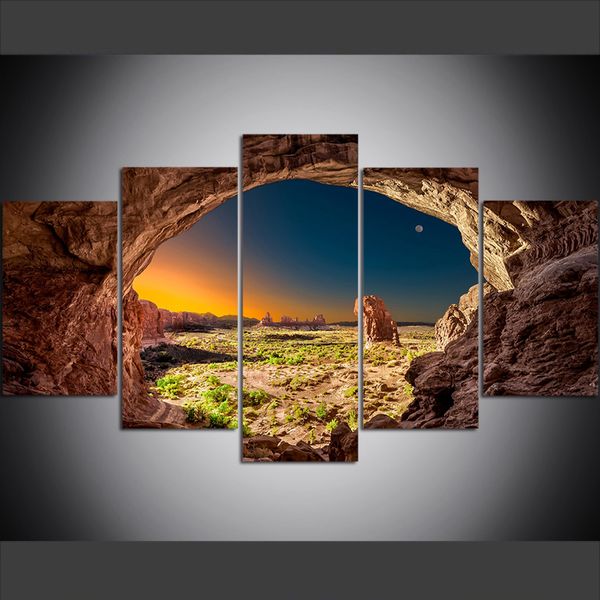 5 piece large size canvas wall art pictures creative moon cave arched rock art print oil painting for living room
5 piece large size canvas wall art pictures creative moon cave arched rock art print oil painting for living room