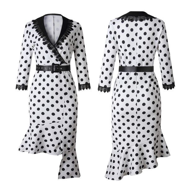 new polka dot women dresses ol slim elegant lace panelled sashes mermaid skirts long sleeved bodycon dresses fashion womens dresses, Black;gray
new polka dot women dresses ol slim elegant lace panelled sashes mermaid skirts long sleeved bodycon dresses fashion womens dresses, Black;gray