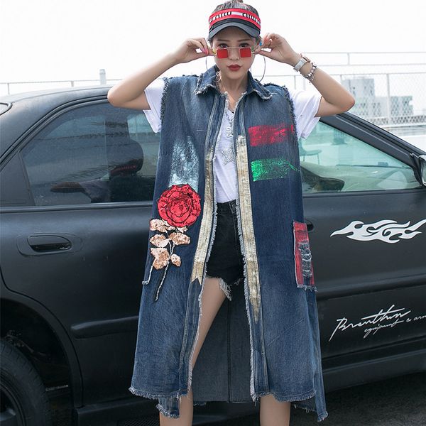 sleeveless vest gold print holes jean vest punk style 2019 spring women casual coat casual outwear tassel denim collar sa398s30, Black;white
sleeveless vest gold print holes jean vest punk style 2019 spring women casual coat casual outwear tassel denim collar sa398s30, Black;white