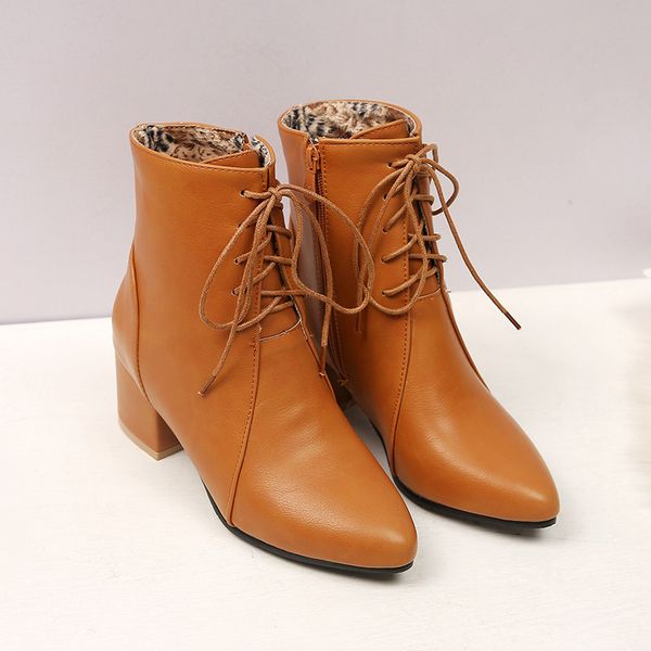 black beie yellow lace up short motorcycle ankle boots for women bi size chunky hih heel ladies shoes pointed toe
black beie yellow lace up short motorcycle ankle boots for women bi size chunky hih heel ladies shoes pointed toe