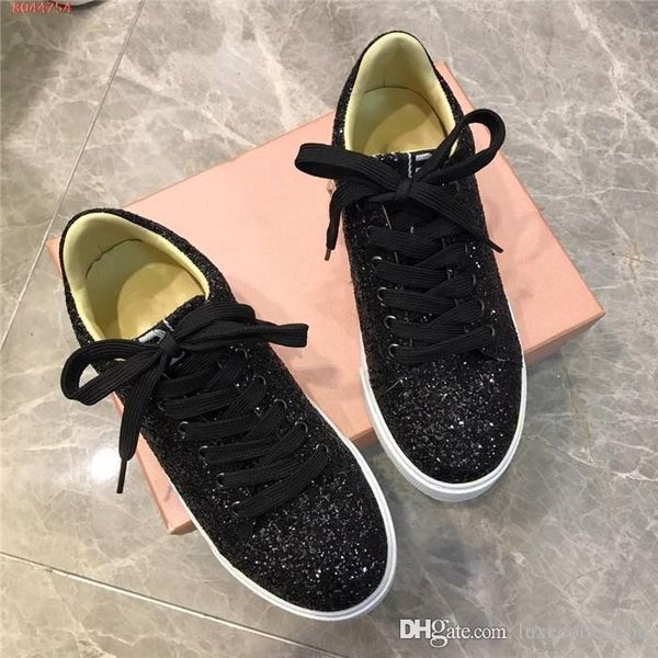 2019 female is flat bottom heighten water drill dermal-sequin low-lace-up thick bottom is recreational board shoe with box, Black
2019 female is flat bottom heighten water drill dermal-sequin low-lace-up thick bottom is recreational board shoe with box, Black