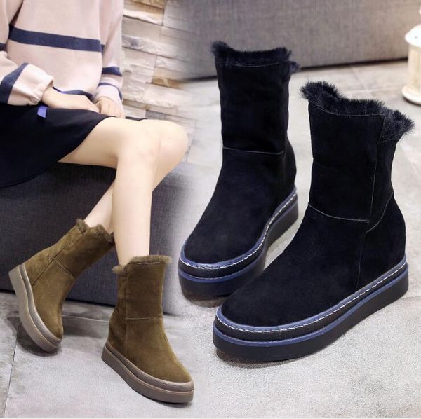 women snow boots shoes woman boots fashion thick bottom wedge boots 2019 short plush warm increase non-slip booies, Black 
women snow boots shoes woman boots fashion thick bottom wedge boots 2019 short plush warm increase non-slip booies, Black