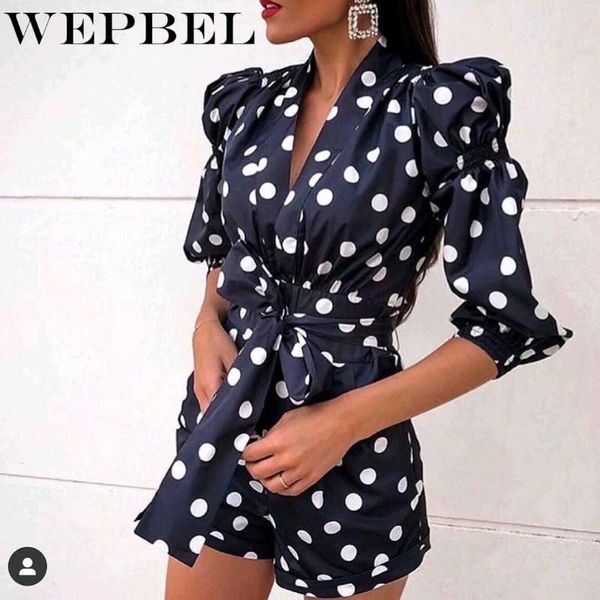 wepbel summer vintage long sleeve high waist with belt short jumpsuit women polka dot print fashion playsuits, Black;white
wepbel summer vintage long sleeve high waist with belt short jumpsuit women polka dot print fashion playsuits, Black;white