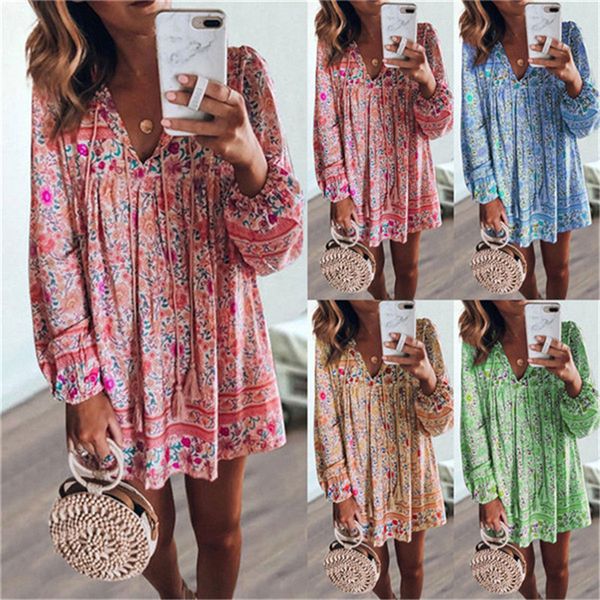 2019 designer women summer dresses vacation style printed long sleeved v-neck dresses womens casual dresses, Black;gray
2019 designer women summer dresses vacation style printed long sleeved v-neck dresses womens casual dresses, Black;gray