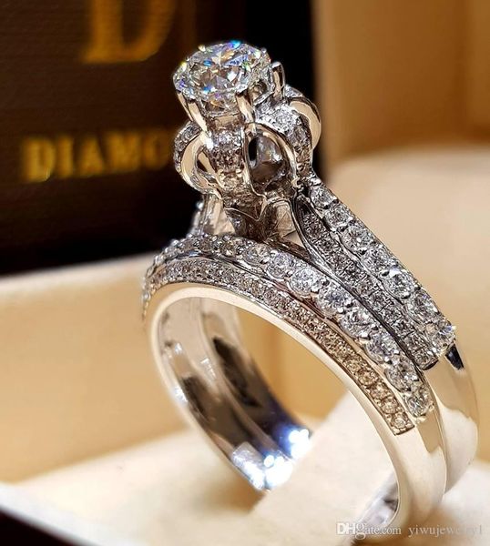925 silver ring classic round crown diamond jewelry birthday proposal gift bridal engagement party band rings set size 5 - 12, Golden;silver
925 silver ring classic round crown diamond jewelry birthday proposal gift bridal engagement party band rings set size 5 - 12, Golden;silver