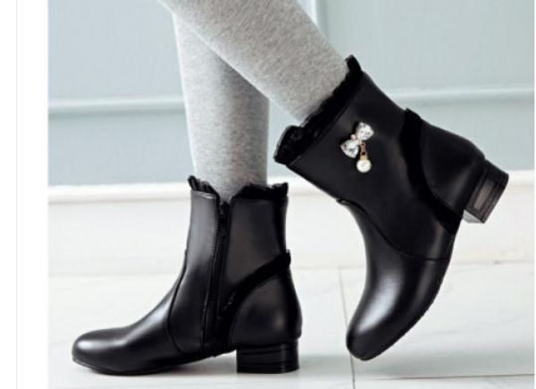 2019 women's boots in winter with new style low heel round head@8007, Black 
2019 women's boots in winter with new style low heel round head@8007, Black