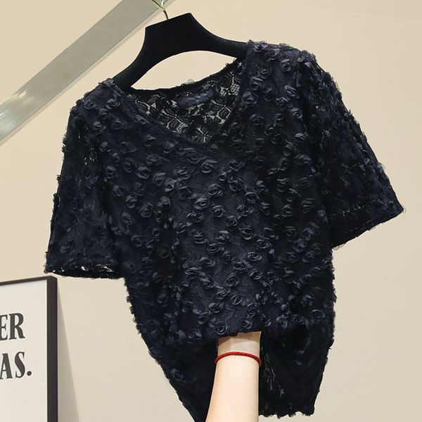 lace blouse for woman female retro three-dimensional flowers short sleeve v collar shirt women's blouses summer blusa, White
lace blouse for woman female retro three-dimensional flowers short sleeve v collar shirt women's blouses summer blusa, White