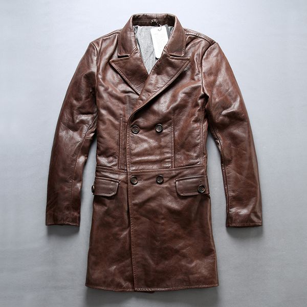 2020 medium style cow skin double breasted genuine leather coat men slim fit winter long leather jacket men causal coats, Black
2020 medium style cow skin double breasted genuine leather coat men slim fit winter long leather jacket men causal coats, Black
