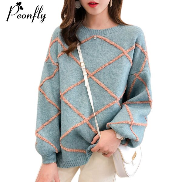 peonfly fashion argyle korean style winter sweater women 2019 loose kawaii soft warm knitted jumper women blue sweater female, White;black
peonfly fashion argyle korean style winter sweater women 2019 loose kawaii soft warm knitted jumper women blue sweater female, White;black