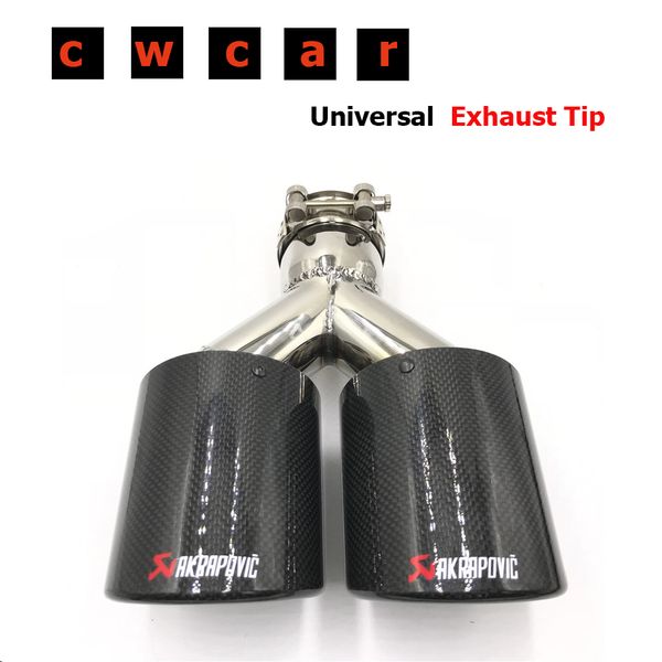1pcs 63mm in-89mm out universal 1 to 2 dual pipe akrapovic exhaust tip glossy carbon fiber muffler pipe
1pcs 63mm in-89mm out universal 1 to 2 dual pipe akrapovic exhaust tip glossy carbon fiber muffler pipe