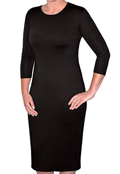 kosher casual women's modest stretch cotton 3/4 sleeve layering midi dress, Black;gray
kosher casual women's modest stretch cotton 3/4 sleeve layering midi dress, Black;gray