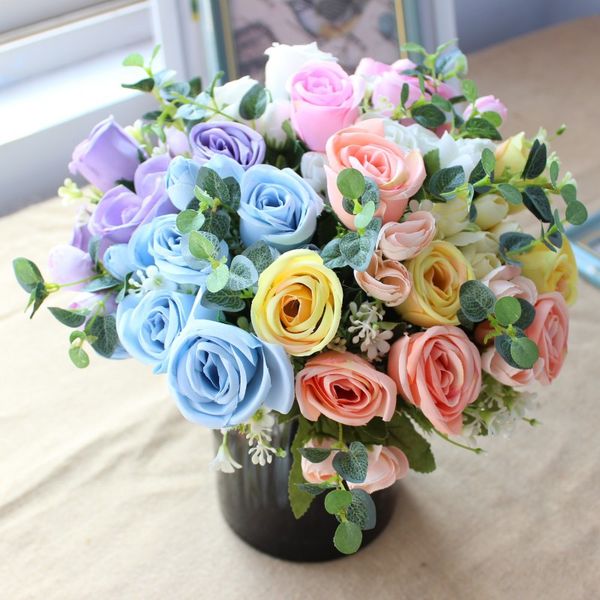 7 forks/1 bundle silk roses bride bouquet with eucalyptus leaves for christmas home wedding new year decorative plants artificial flowers
7 forks/1 bundle silk roses bride bouquet with eucalyptus leaves for christmas home wedding new year decorative plants artificial flowers
