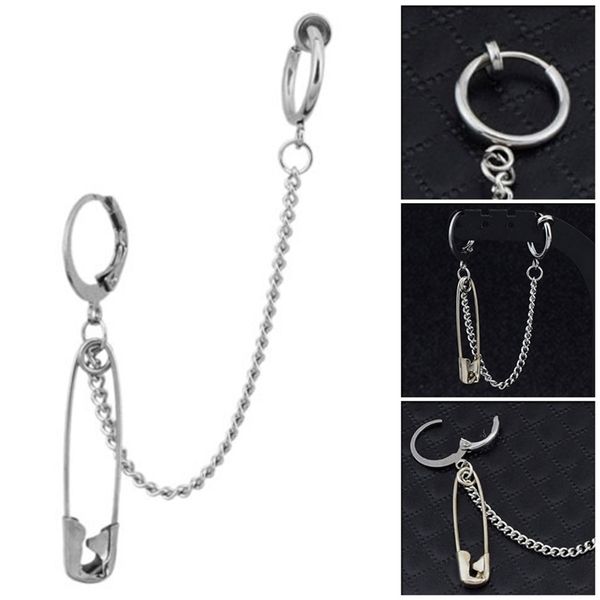 2019 korea safty pin paper clip chain earrings for women mens irregular jewelry earrings punk fashion accessories 1 pc, Silver
2019 korea safty pin paper clip chain earrings for women mens irregular jewelry earrings punk fashion accessories 1 pc, Silver