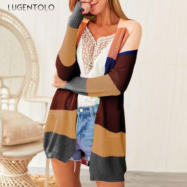women's knits & tees lugentolo sweater women cardigan autumn winter rainbow color fashion long sleeve section stitching loose casual la, White
women's knits & tees lugentolo sweater women cardigan autumn winter rainbow color fashion long sleeve section stitching loose casual la, White