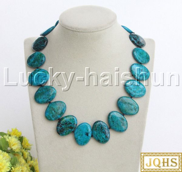 natural 18.5" 21x30mm oval green chrysocolla beads knotted necklace 18kgp j12473, Silver
natural 18.5" 21x30mm oval green chrysocolla beads knotted necklace 18kgp j12473, Silver