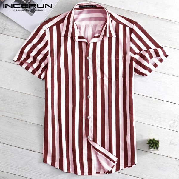 incerun 2019 fashion brand shirt men striped streetwear lapel neck button short sleeve blouse men casual shirt camisa s-5xl, White;black
incerun 2019 fashion brand shirt men striped streetwear lapel neck button short sleeve blouse men casual shirt camisa s-5xl, White;black