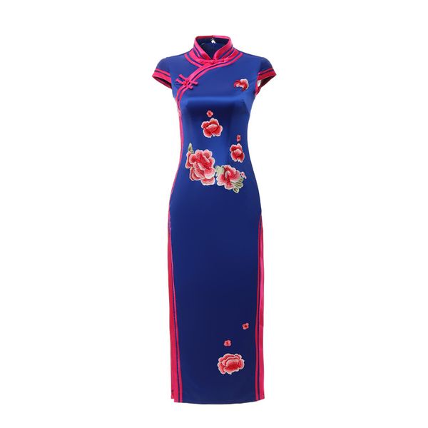 blue embroidery floral elegant stage show handmade button silm qipao chinese traditional women dress vintage lady cheongsam, Red
blue embroidery floral elegant stage show handmade button silm qipao chinese traditional women dress vintage lady cheongsam, Red