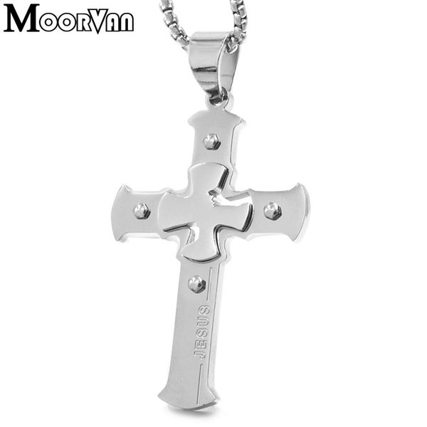 moorvan crucifix pendant necklace for men windmill cross design jesus stainless steel cool rocking jewelry 2020 new arrival, Silver
moorvan crucifix pendant necklace for men windmill cross design jesus stainless steel cool rocking jewelry 2020 new arrival, Silver
