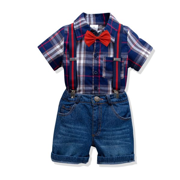 boys cotton plaid jeans childrens summer short sleeve suit strap baby gentleman denim, Blue
boys cotton plaid jeans childrens summer short sleeve suit strap baby gentleman denim, Blue