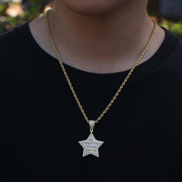 men hip hop iced out bling five-pointed star pendant necklaces pave setting zircon fashion popular charm necklace jewelry gift, Silver
men hip hop iced out bling five-pointed star pendant necklaces pave setting zircon fashion popular charm necklace jewelry gift, Silver