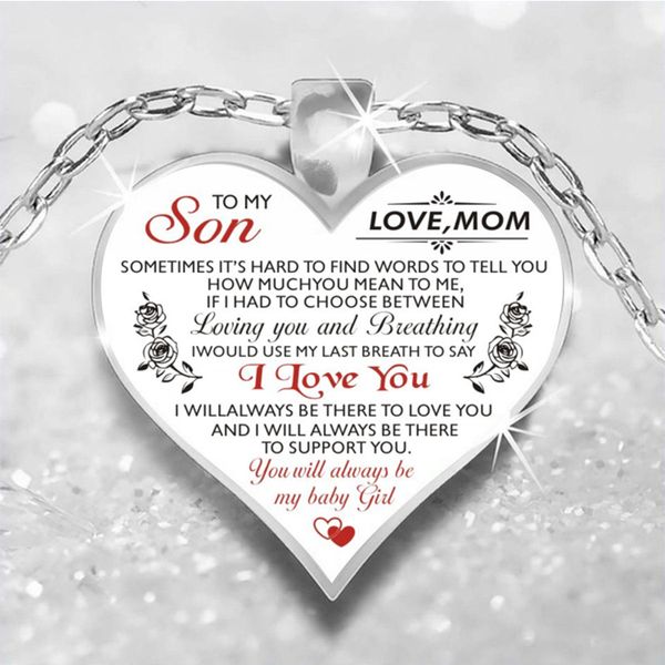 to my son love mom necklace for men women wife daughter dad granddaughter girls fiancée heart pendant chains fashion family jewelry, Silver
to my son love mom necklace for men women wife daughter dad granddaughter girls fiancée heart pendant chains fashion family jewelry, Silver